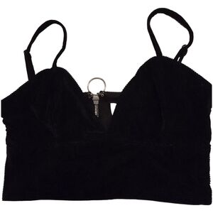 Tiger Mist Cordory Black Bra Top with Backzip design